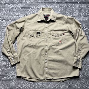 Forge FR Pearl Snap Button Shirt Medium Flame Resistant Western Heavy Workwear